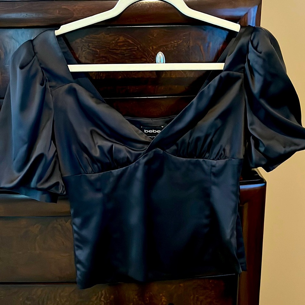 Bebe black satin top